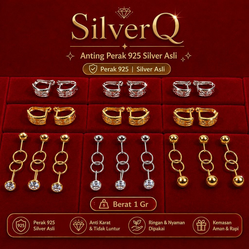 ANTING PERAK 925 ANTING ANAK DAN DEWASA ELEGAN/ PERAK ASLI 925 SILVER LAPIS EMAS 1 GRAM