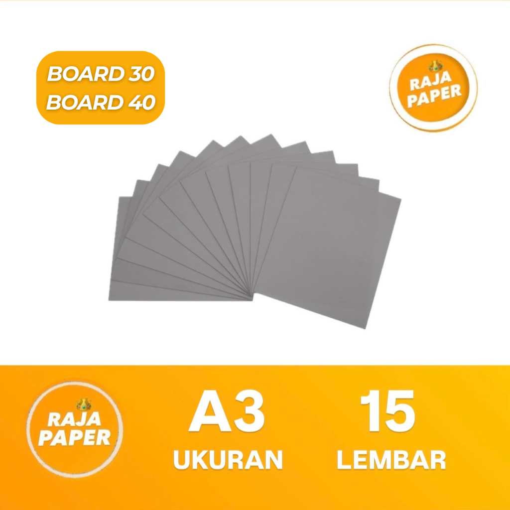 Kertas Karton Grey Board Ukuran A3 15 Lembar No 30 No 40 ( 297 Mm x 420 Mm ) / ( 29.7 Cm x 42 Cm ) 1