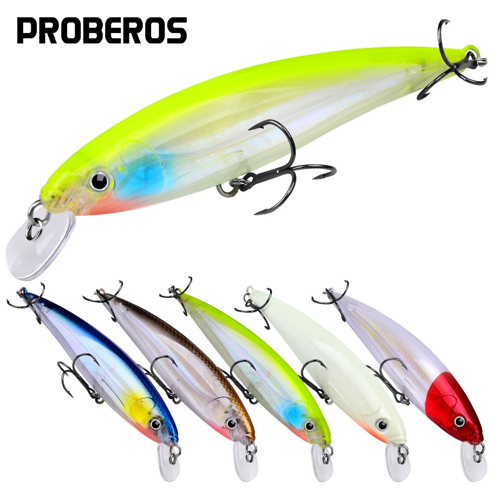 Umpan Pancing Proberos Minnow Floating 40 Gram 16 CM - Kail BKB Hook 4X Strong Plus Ratlle