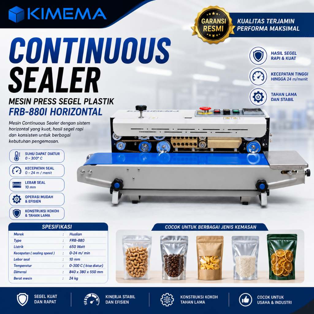 FRB-880 Continuous Sealer Mesin press segel plastik FRB-880I Horizontal