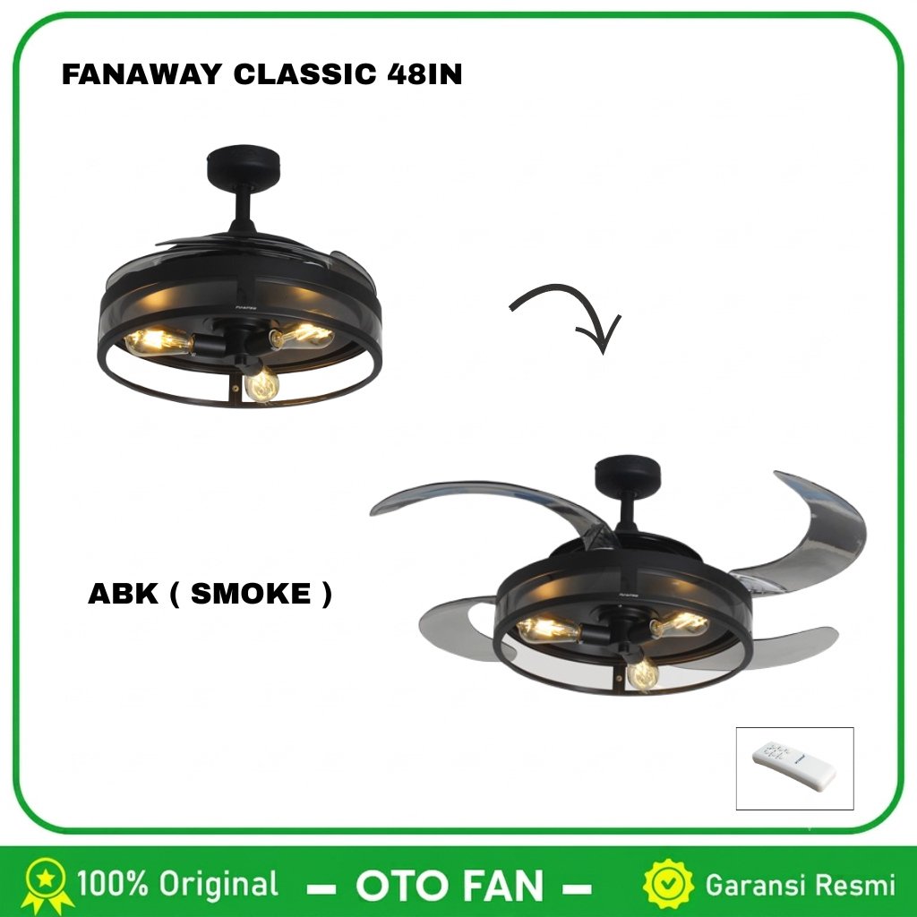Kipas Angin Gantung EDMA 48in Fanaway Classic Kipas Angin Gantung, Kipas Angin Dekorasi Platfon Remo