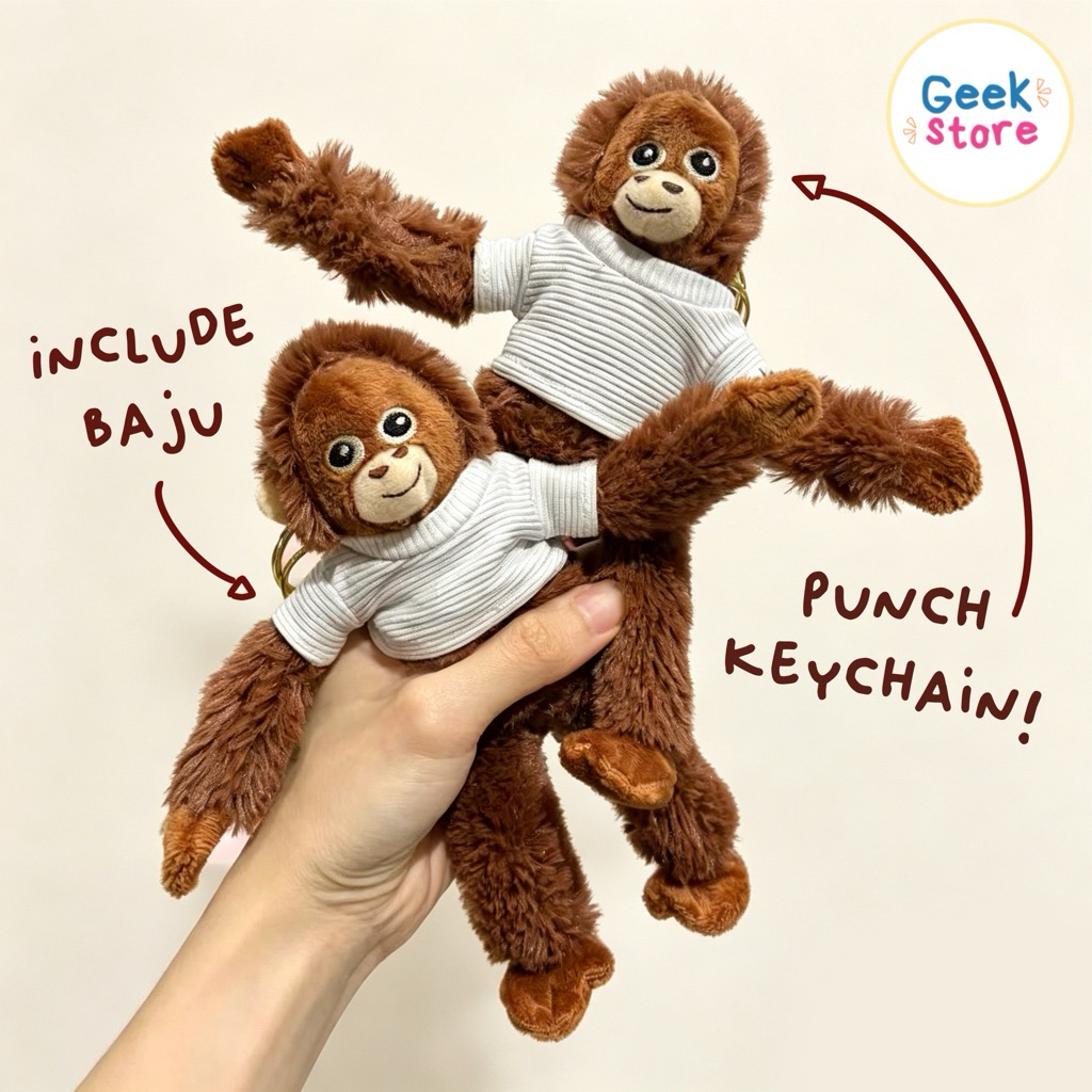[NEW READY] Boneka Monyet Punch Gantungan Tas IKEA Plush Keychain