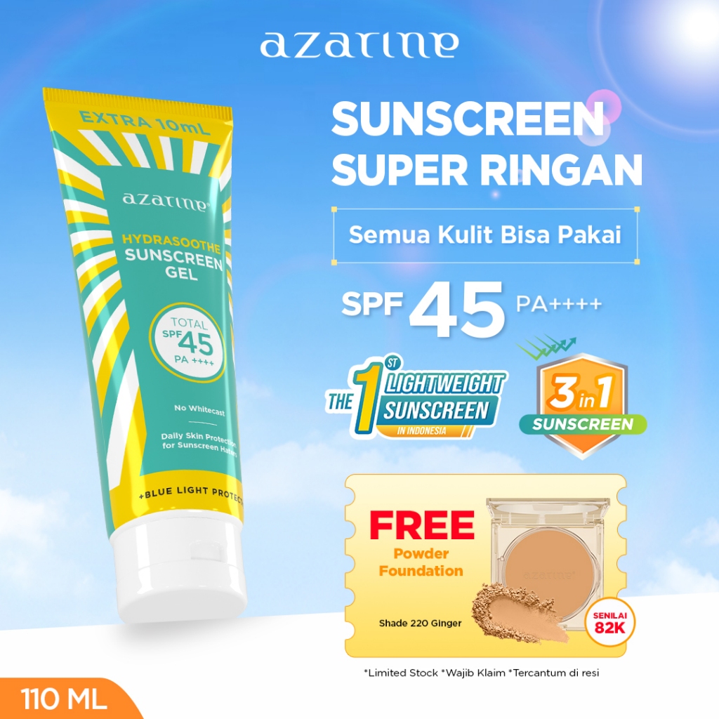 [BIGGER SIZE GEL]  Azarine Hydrasoothe Sunscreen Gel 45 PA++++ 110ml [LOLOS UJI INVIVO INVITRO] BEST