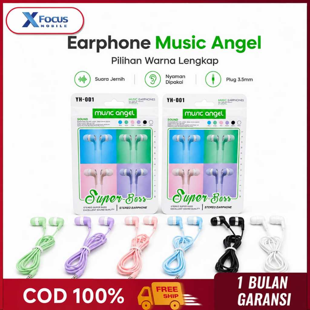Headset Music Angel Macaron Original Warna Warni