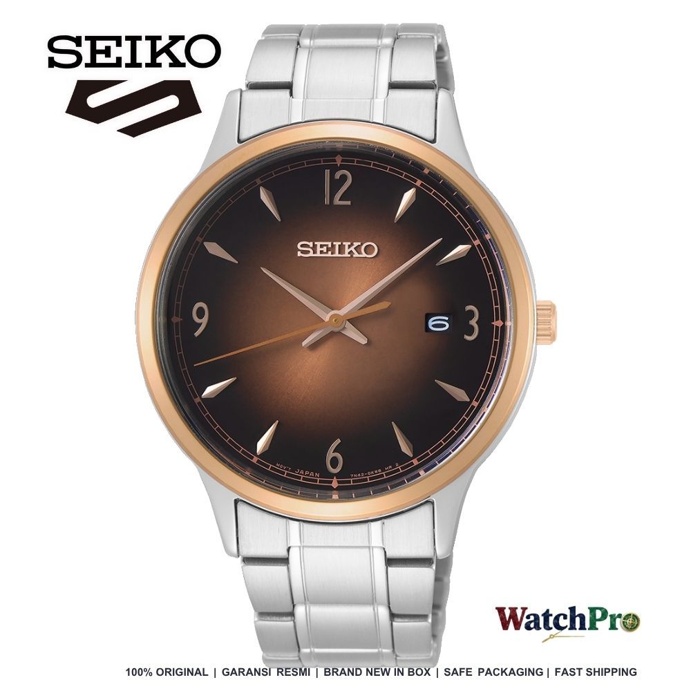 Seiko Classic SGEH90 SGEH90P1 Discover More Men Brown Dial Quartz Jam Tangan Pria