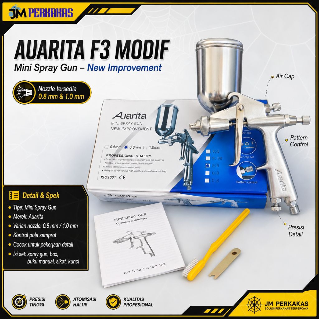 SPRAY GUN AUARITA F3 NEW IMPROVMENT ORIGINAL AUARITA MODIF Std