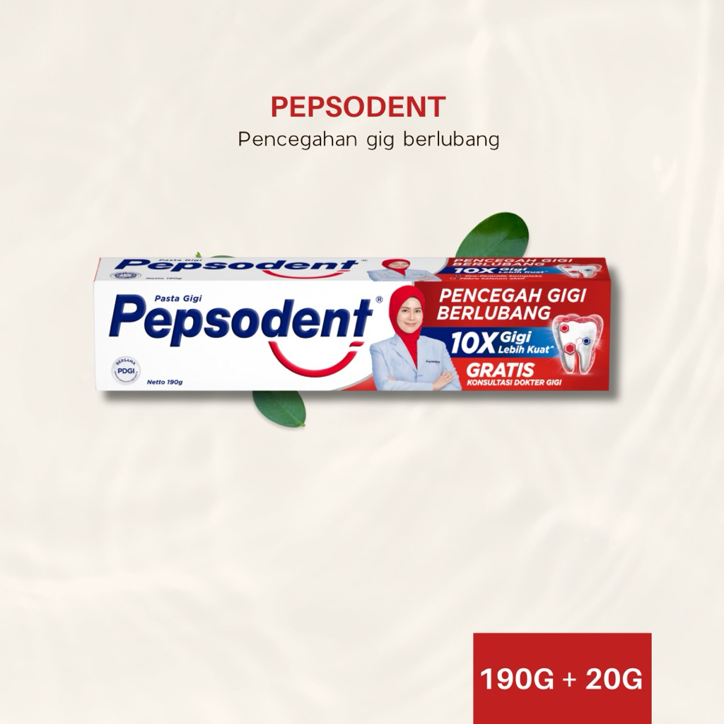 [FREE 20g] Pepsodent Toothpaste Pencegah Gigi Berlubang Fresh Mint Napas Segar 190gr + Free 20gr Pep
