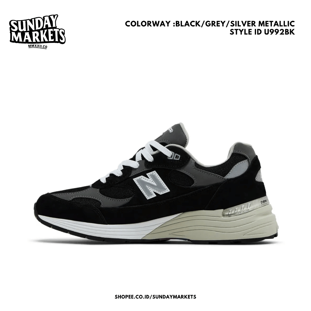 Sepatu Sneakers 992 Black Grey M992BK BNIB