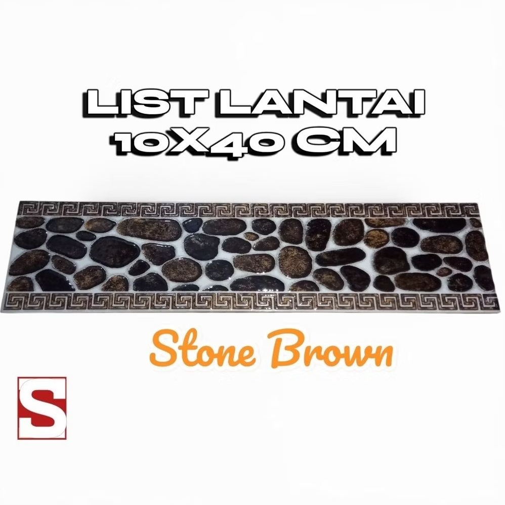 List Lantai 10x40 CM Stone Brown - Desain Batu Alam untuk Lantai