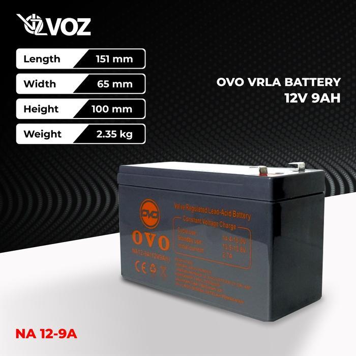 OVO Baterai VRLA 12V 9 Ah - Baterai Aki 12V 9Ah Baterai Panel Surya