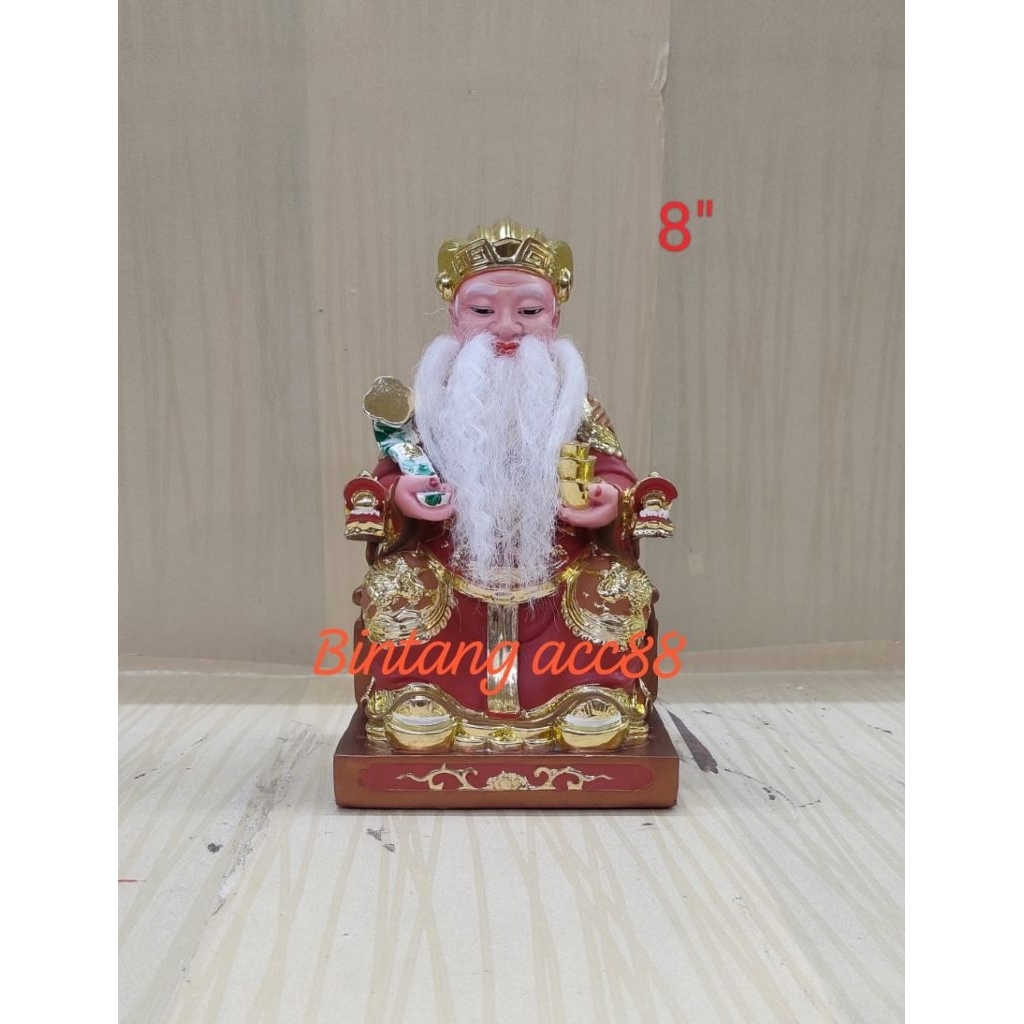 patung dewa bumi / hok tek / tapekong - ruyi - fiber - 8inch