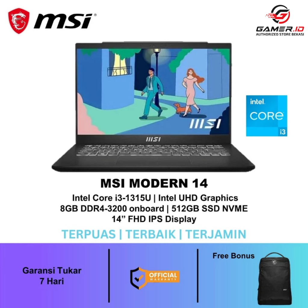 MSI Modern 14 Core I3 1315 8GB 512GB SSD IPS Windows 11