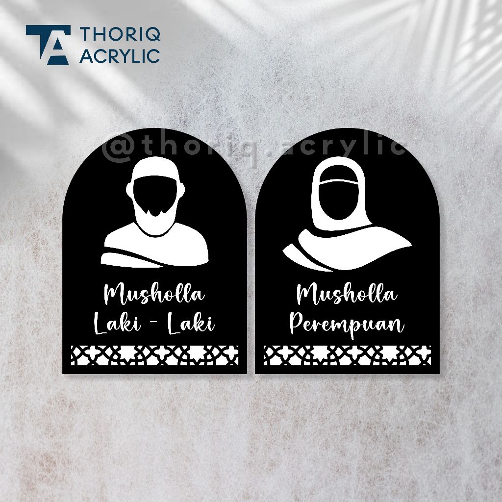 Sign Acrylic Musholla Laki Laki / Wanita | Akrilik Musholla wanita / laki laki tempel Pintu dinding 