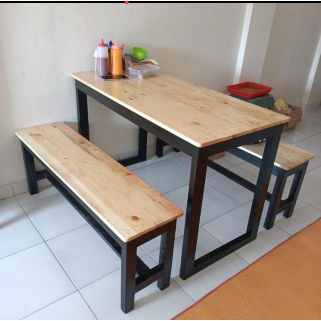 meja warkop meja makan minimalis bahan kayu jati Belanda solid