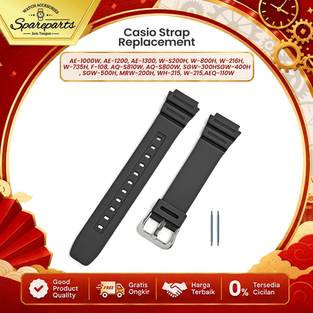 Tali Karet Rubber Strap Jam Tangan Casio AE-1000W AE1000W AE1000 AE-1200 AE1200 AE-1300 AE1300