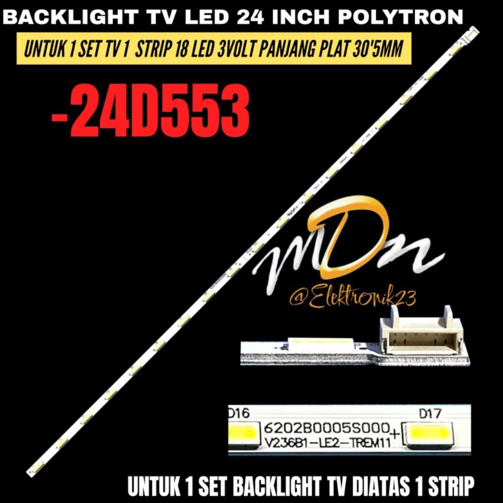 BACKLIGHT TV LED POLYTRON 24 INCH 24D553 BACKLIGHT TV 24 INCH
