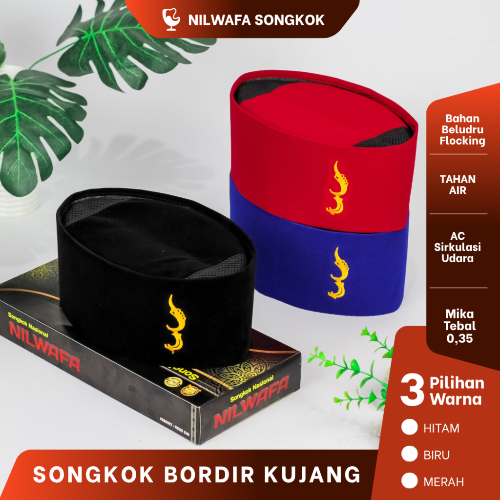 Peci Kujang - Peci Songkok Kopiah Bordir Kujang Hitam Biru Merah Cabe Anak dan Dewasa