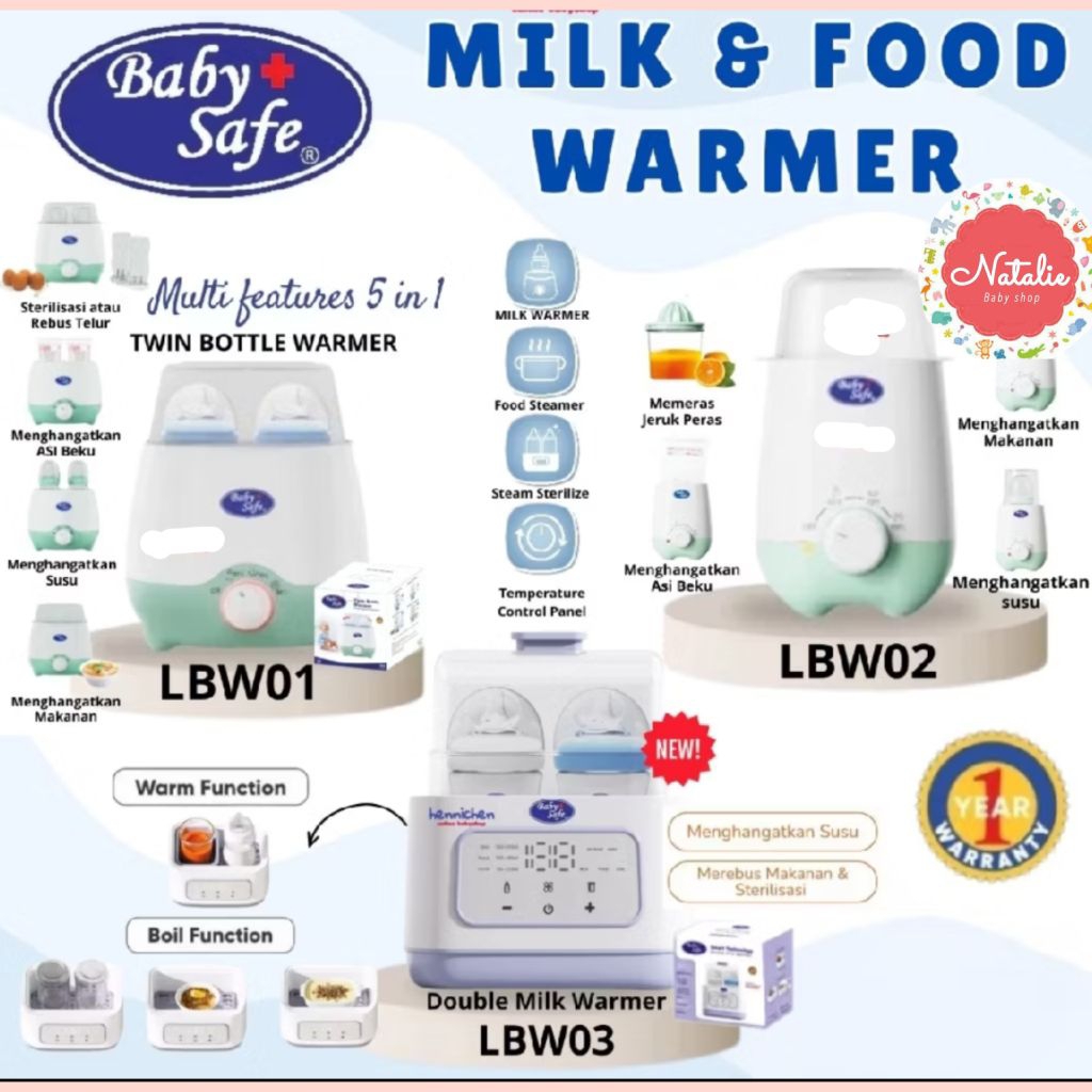BABY SAFE 5in1 Twin Bottle Sterilizer dan warmer /Penghangat Botol Susu Bayi LBW01/LBW02/LBW03