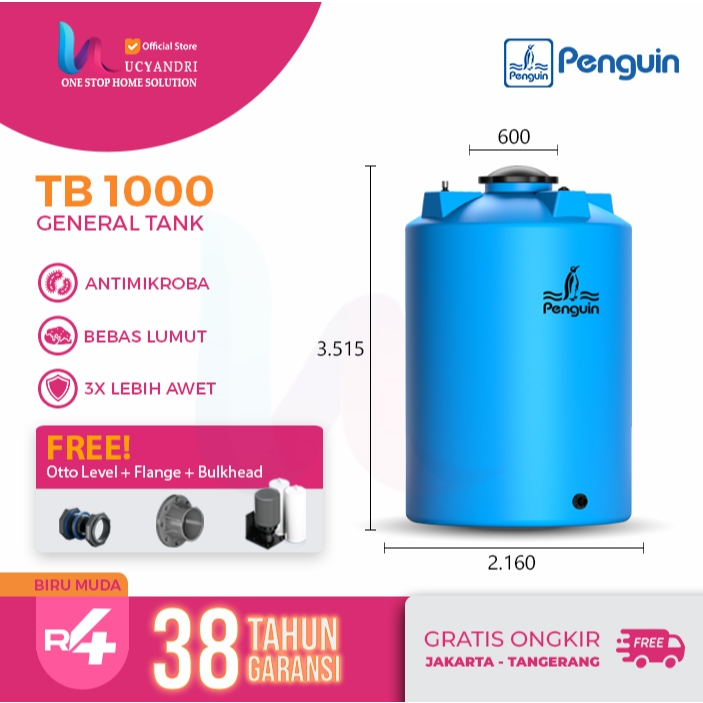 Tangki Air Tandon Air Toren Air Penguin TB1000 10000 Liter Original Bergaransi HDPE