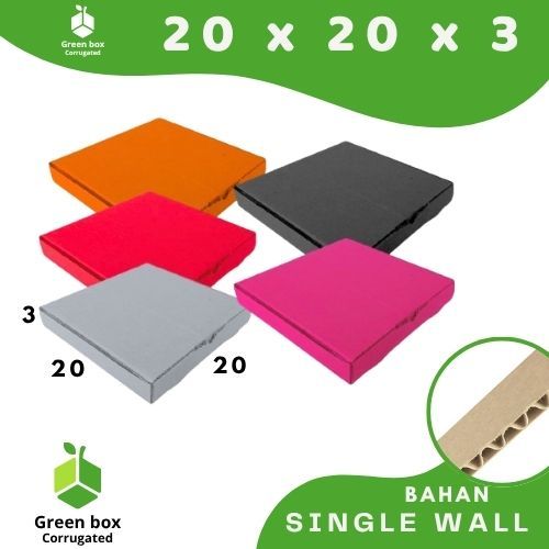 Kardus 20x20x3 LD Kardus Pizza Box Gelang lipatan depan Dus Hampers Kotak Kemasan Box Aksesoris Kart