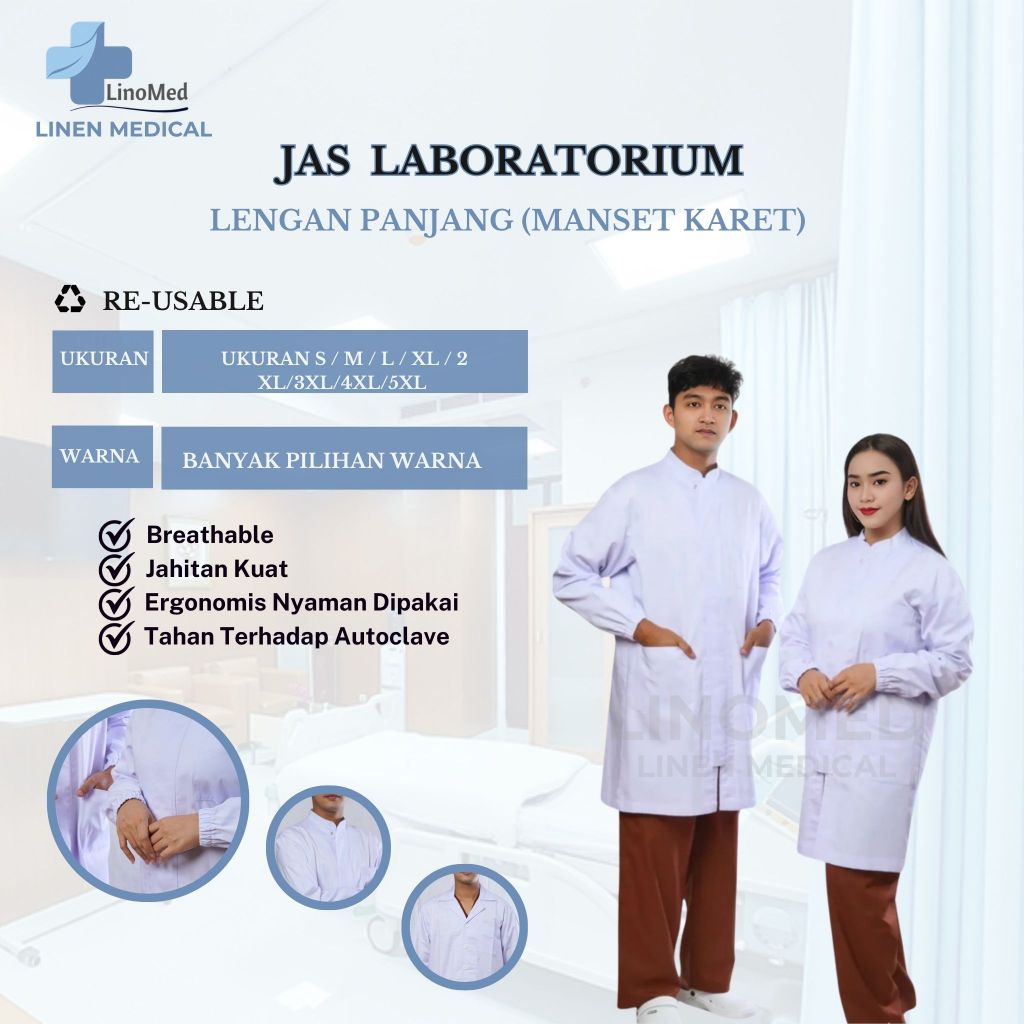 Jas Laboratorium Lengan Panjang (Manset Karet)