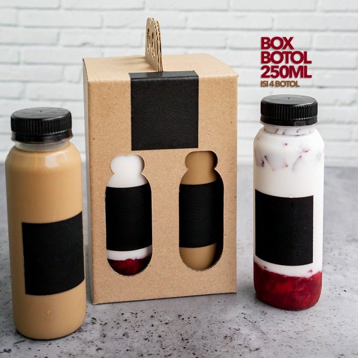 Dus Jinjing Kemasan Botol 250ML Isi 4 Botol Box Tenteng Kemasan Minuman Ukuran Botol 250ML Isi 4