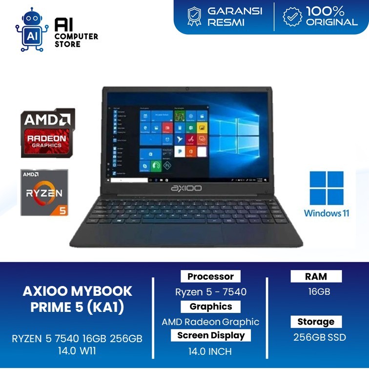AXIOO MYBOOK PRIME 5 (KA1) RYZEN 5 7540 16GB 256GB 14.0 W11 GRY 1Y TKDN