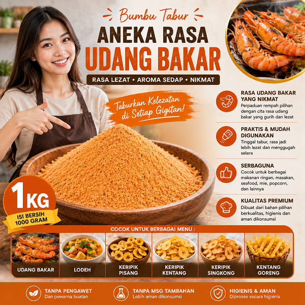 Bumbu Tabur Aneka Rasa Udang Bakar 1Kg Bubuk Tabur Makanan Kiloan Kebutuhan Memasak Perlengkapan Mas