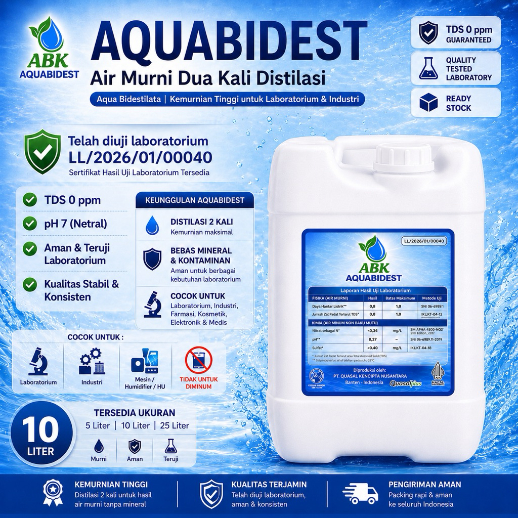 Aquabidest / Aquabidestilata / Aquabidest 10 Liter