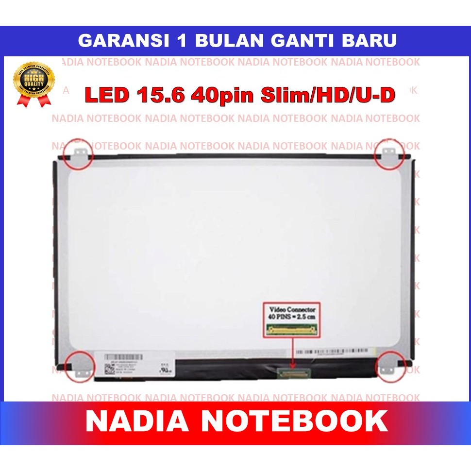 LCD LED Samsung 15.6 15 Inch 40 Pin 40pin Slim Tipis HD Kuping Baut Bracket Atas Bawah
