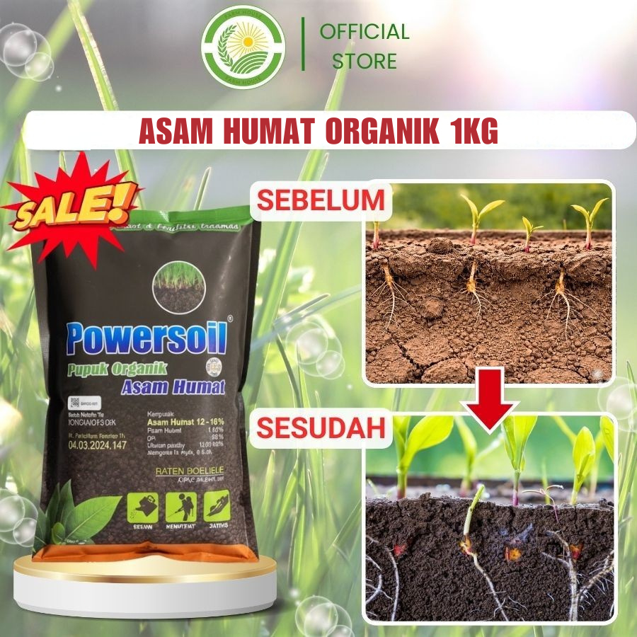 Asam Humat Organik Granule 1KG | Pembenah Tanah untuk Tanaman Buah, Sayur, Anggur & Tanaman Hias