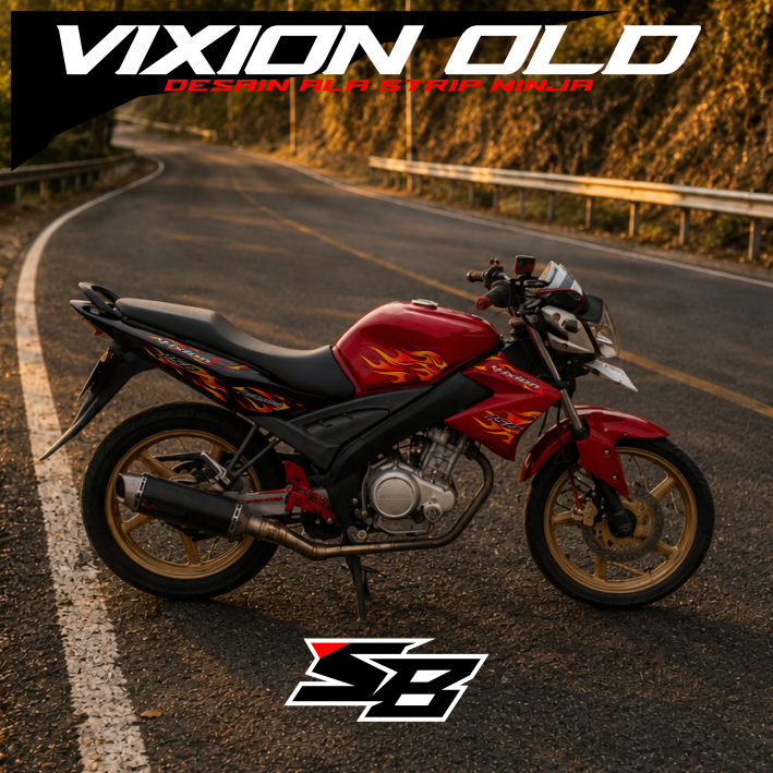 striping TRANSPARAN vixion old model api sticker lis variasi vixion old motif api