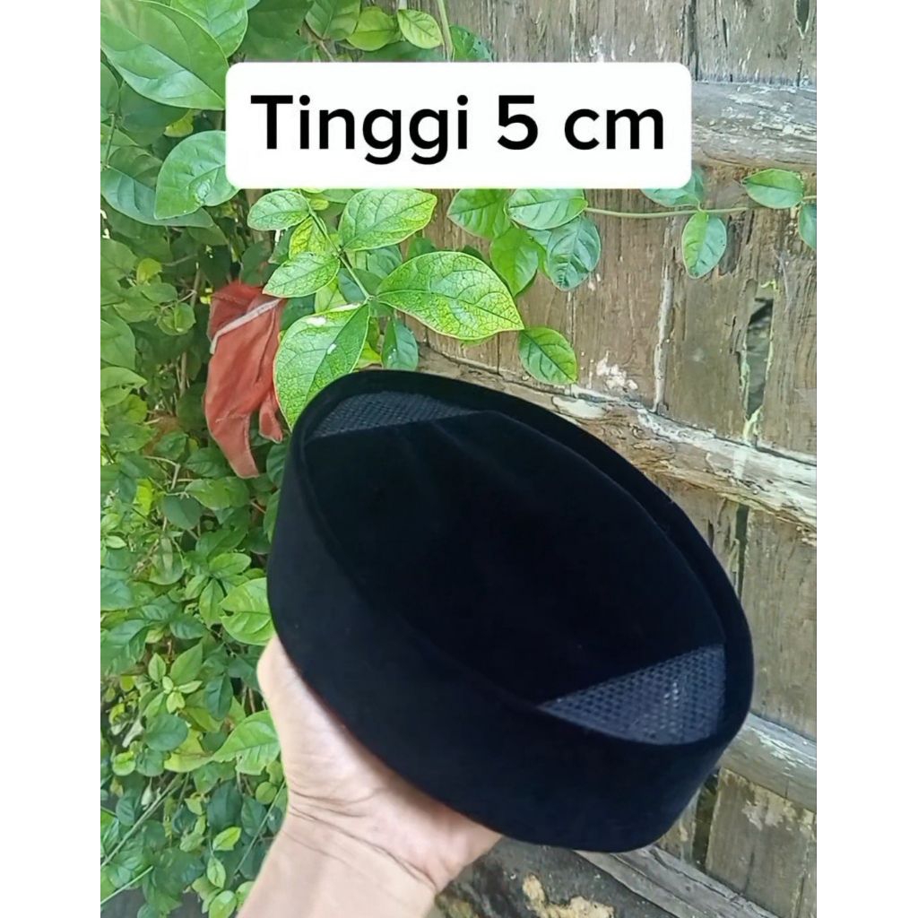 Songkok Hitam Pendek Tinggi 5/6 cm Peci pendek Bludru halus