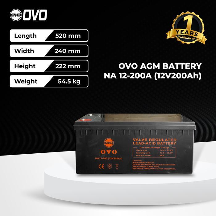 OVO Battery VRLA AGM 12V 200Ah | AGM Battery 12V 200Ah