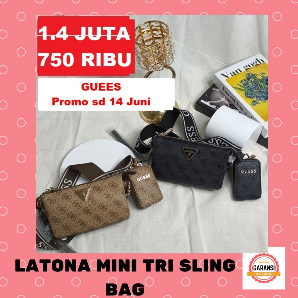 Tas sling bag wanita Guess seri LATONA MINI TRI 100% ORI