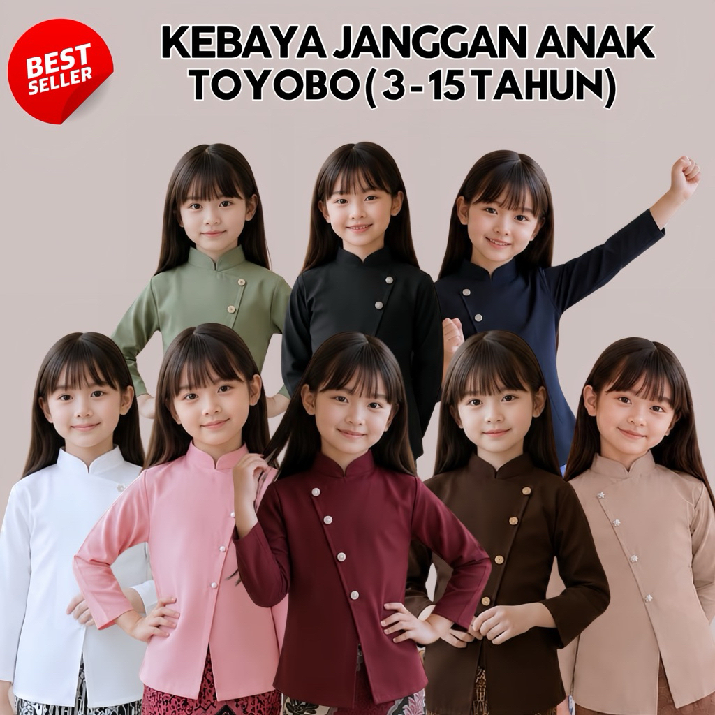 KEBAYA ANAK JANGGAN TOYOBO JANGGAN POLOS PANJANG KEBAYA SETELAN ANAK LENGAN PANJANG