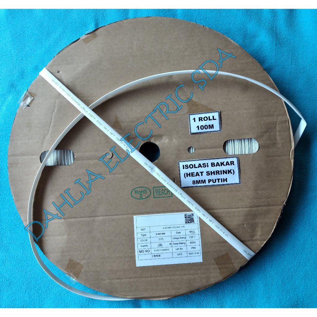ISOLASI BAKAR (HEAT SHRINK) 8MM 1 ROLL (100M)