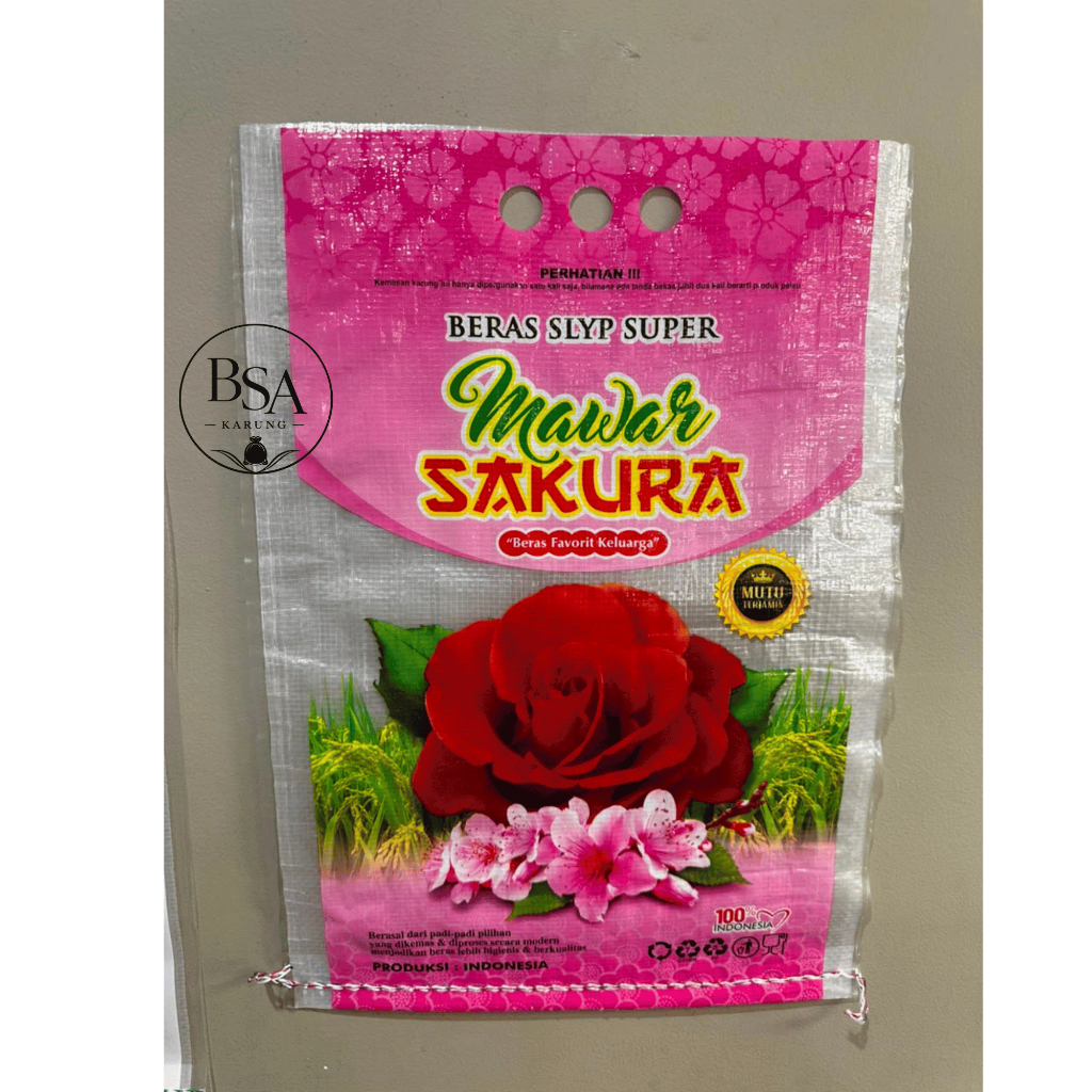 Karung Beras Laminasi Merk Mawar Sakura 5KG