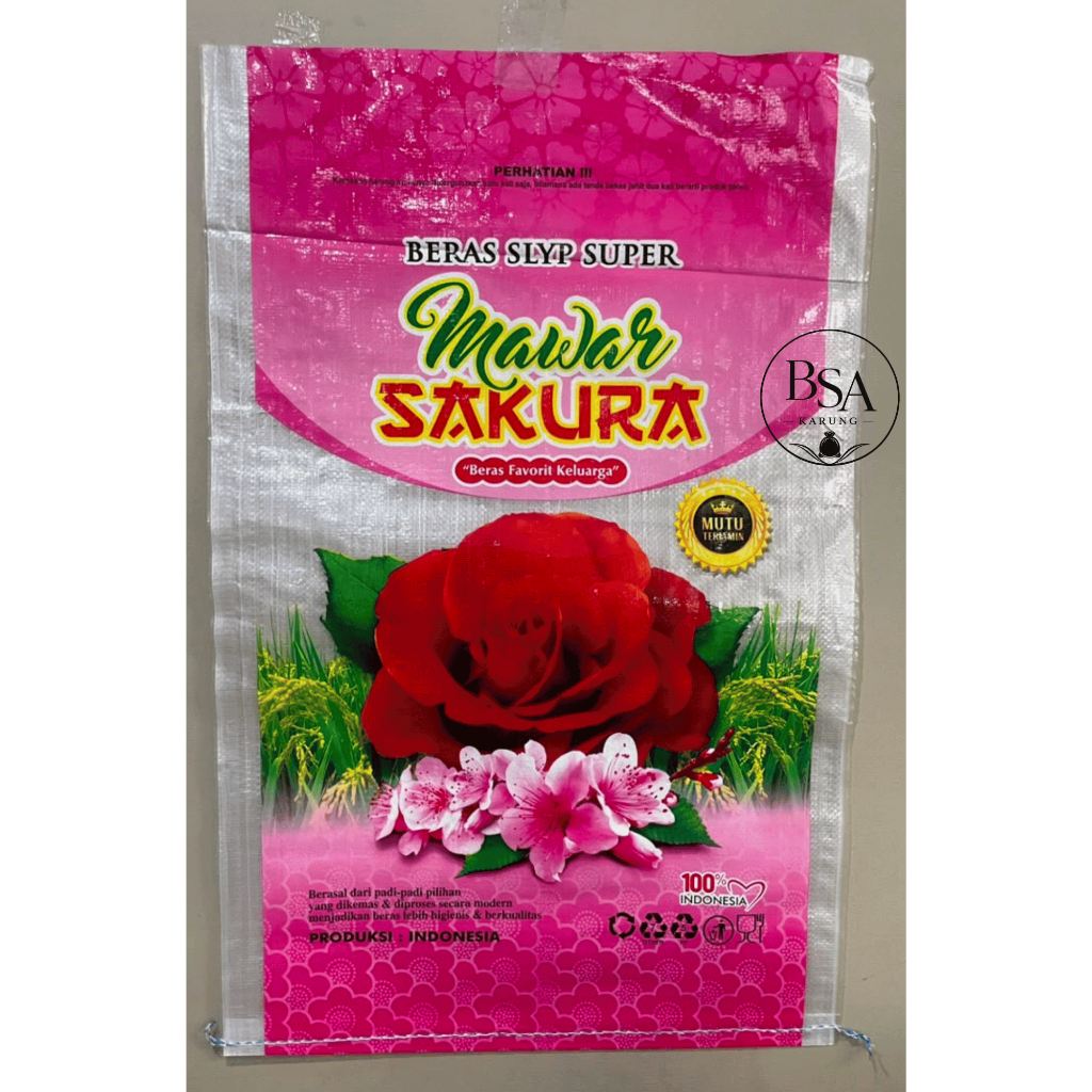 Karung Beras Laminasi Merk Mawar Sakura 25KG