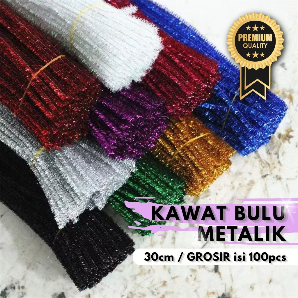 [+-100 Pcs] Kawat Bulu Mercy Metalik 30 cm - Warna Emas, Cocok untuk DIY dan Edukasi Anak / Kawat Bu