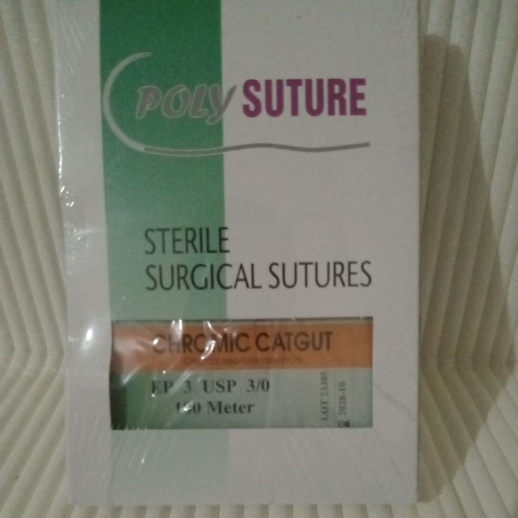 Polysuture Steril Catgut Chromic 3/0#Cat gut Chromic 3/0#Benang Chromic 3/0#Benang Jahit Chromic 3/0