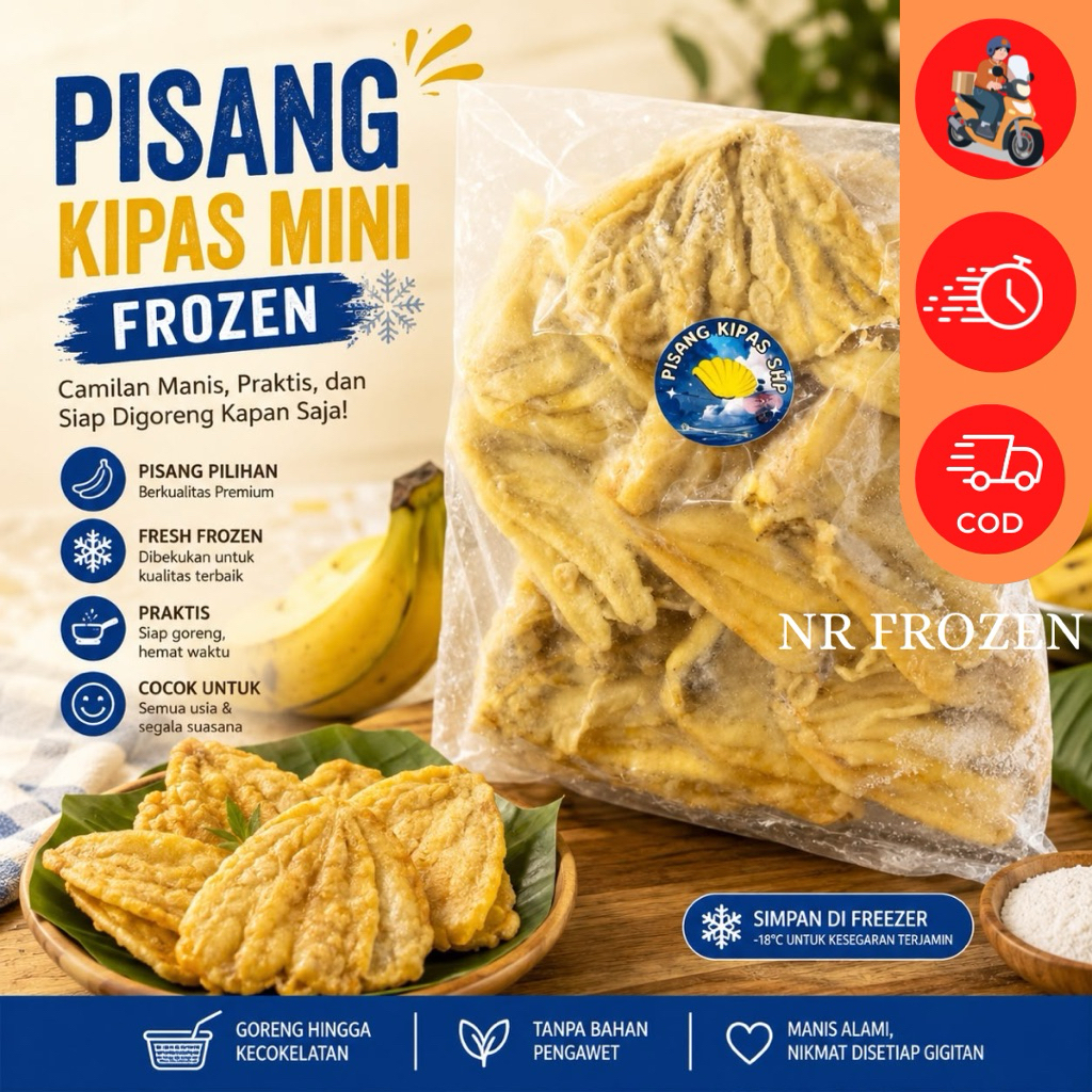 Pisang Kipas Mini Frozen Isi 10 PCS | Pisang Kipas Siap Goreng Camilan Frozen N1108