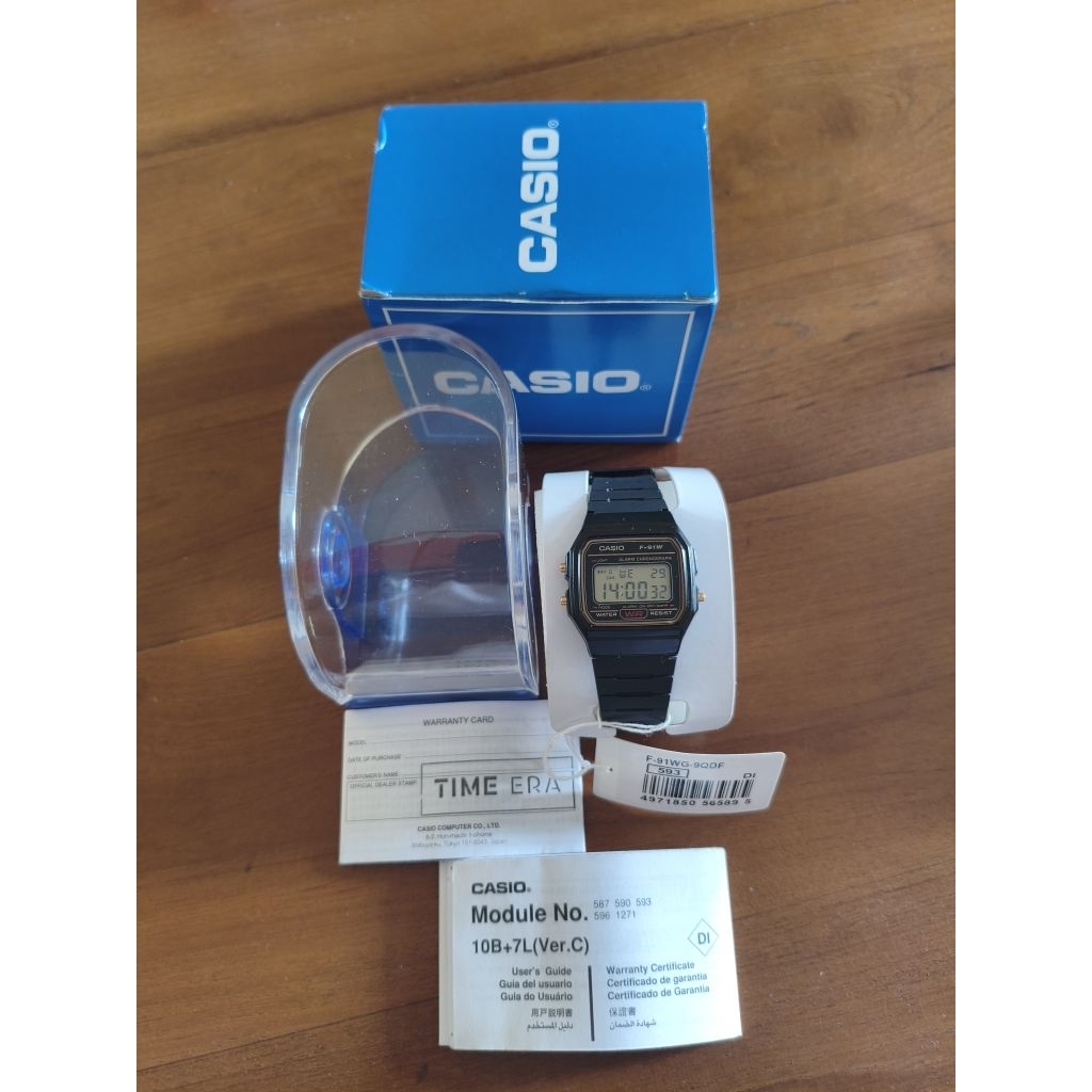 JAM TANGAN CASIO F-91W ORIGINAL LIST COKLAT EMAS F91W VINTAGE RETRO DIGITAL [SECOND]