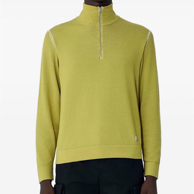 CP Company Vanise Katun Nylon Half Zip Knit Sweater Yellow