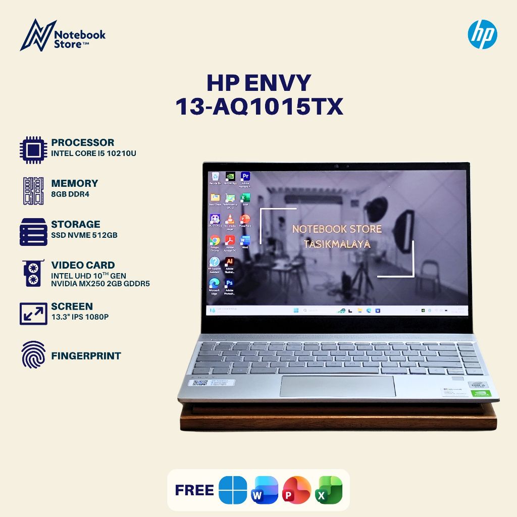 HP Envy 13-aq1015TX Core i5 10210U 10th Gen MX250 2GB 8GB/512GB 13 inch 1080p Ultrabook Laptop Windo