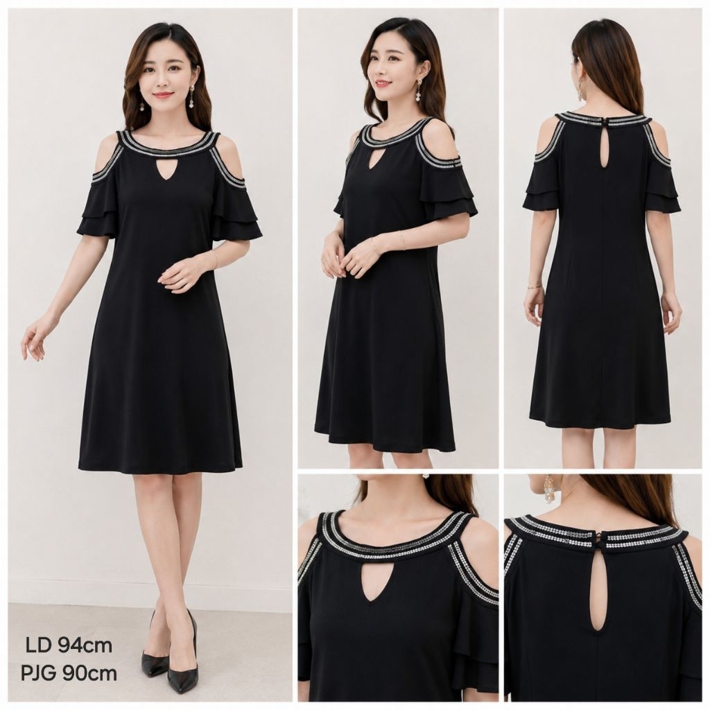Rossie black dress • dress off shoulder • party dress by roz&ali
