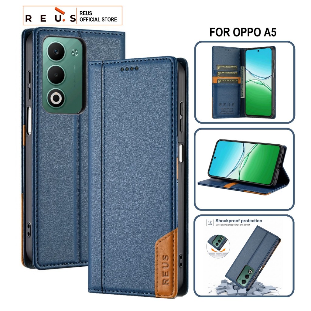 Reus Leather Case Flip Oppo A5 Premium Magnet Shockproof Cover - REUS Official Store