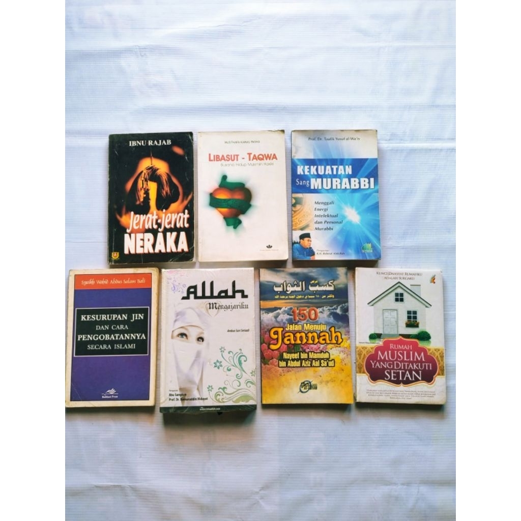 Buku Agama Islam; Jerat NERAKA, LIBASUT-TAQWA, KEKUATAN MURABBI KESURUPAN JIN, ALLAH Mengajariku, Ja