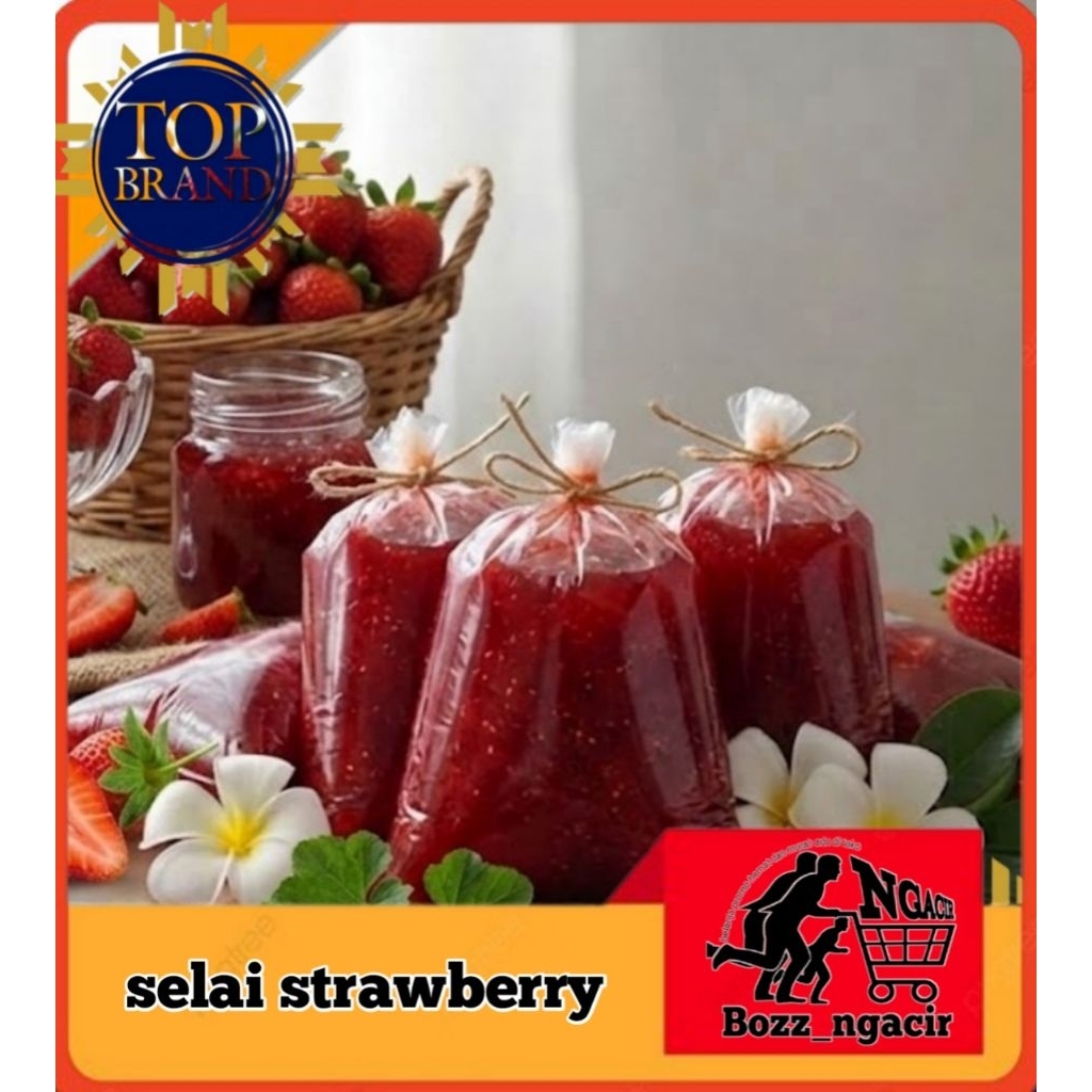 Selai strawberry Super Kenyal Manis 1000g Kemasan Plastik Praktis Tahan Lama Varian Rasa Beragam Sel