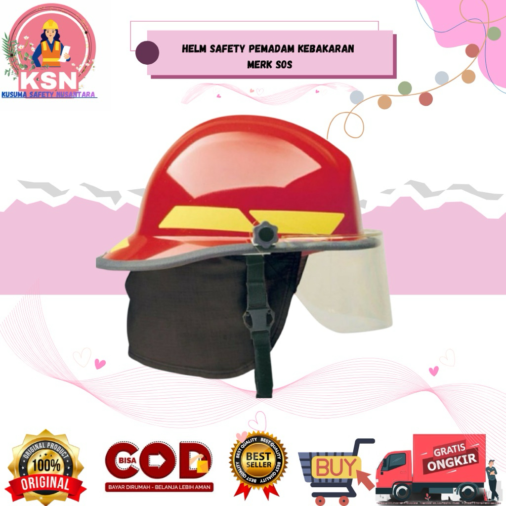 HELM SAFETY PEMADAM MERK SOS / HELM SAFETY PEMADAM KEBAKARAN / HELM DAMKAR MERK SOS
